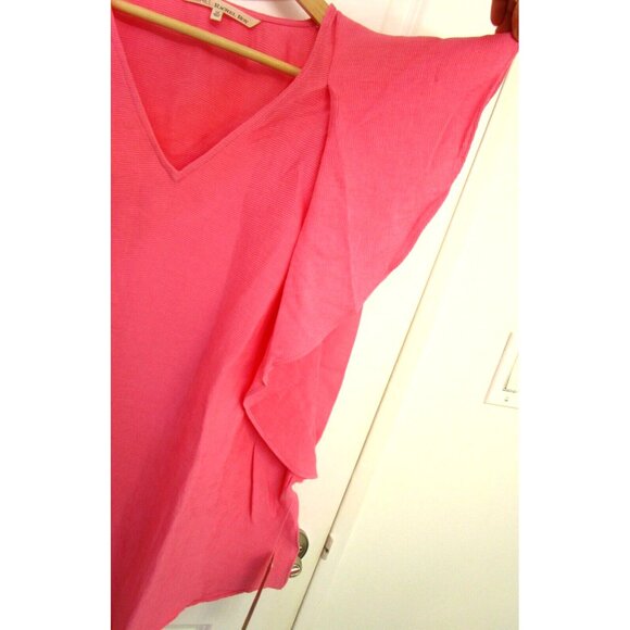 Rachel Roy Curvy Collection Plus Size Pink Ruffled Short Sleeve Top Size 1X NWT - Picture 4 of 16
